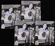 2000s Bobby Hull Chicago Blackhawks Signed 8" x 10" Photos - Lot of 4 (Player Hologram)