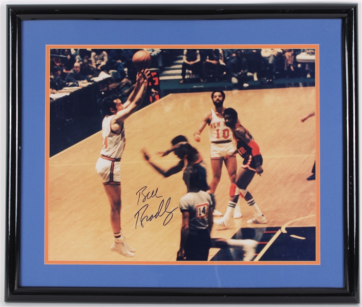 2000s Bill Bradley New York Knicks Signed 22" x 26" Framed Photo (JSA)
