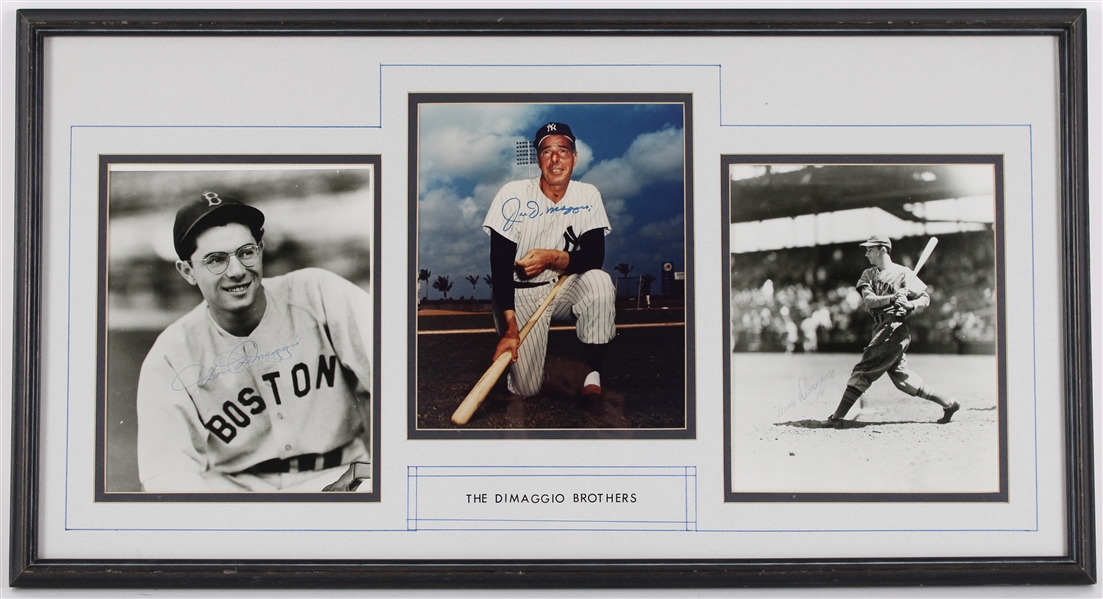 1980s Joe Vince & Dom DiMaggio Signed 16" x 30" The DiMaggio Brothers Photo Display (JSA)
