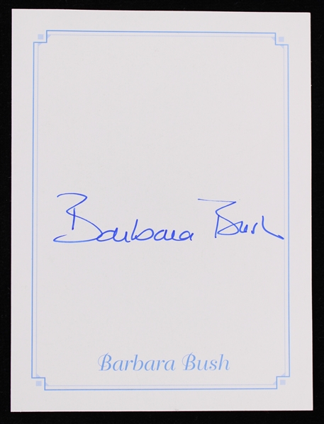 1989-93 Barbara Bush First Lady of the United States Signed 4" x 5.25" Name Card (JSA) 