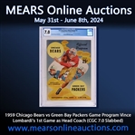 1959 Chicago Bears vs Green Bay Packers Game Program Vince Lombardis 1st  Game as Head Coach(CGC 7.0 Slabbed)
