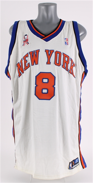 2001-02 Latrell Sprewell New York Knicks Signed Game Worn Home Jersey (MEARS A5/JSA)