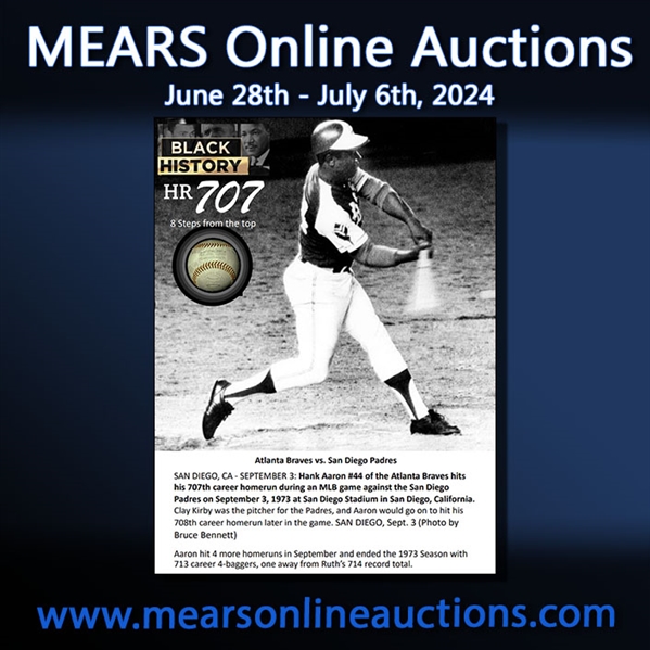 1973 Historically Important Hank Aaron Atlanta Braves Signed Home Run #707 Baseball (MEARS LOA/JSA Full Letter) "Only Aaron 700+ HR Ball Currently Available"