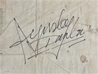  1973-77 circa Historic Early Legendary Journey Autographed 47 x 65 Original Hand Drawn Onsite Concert Stadium Banner & Next Record Album (JSA)