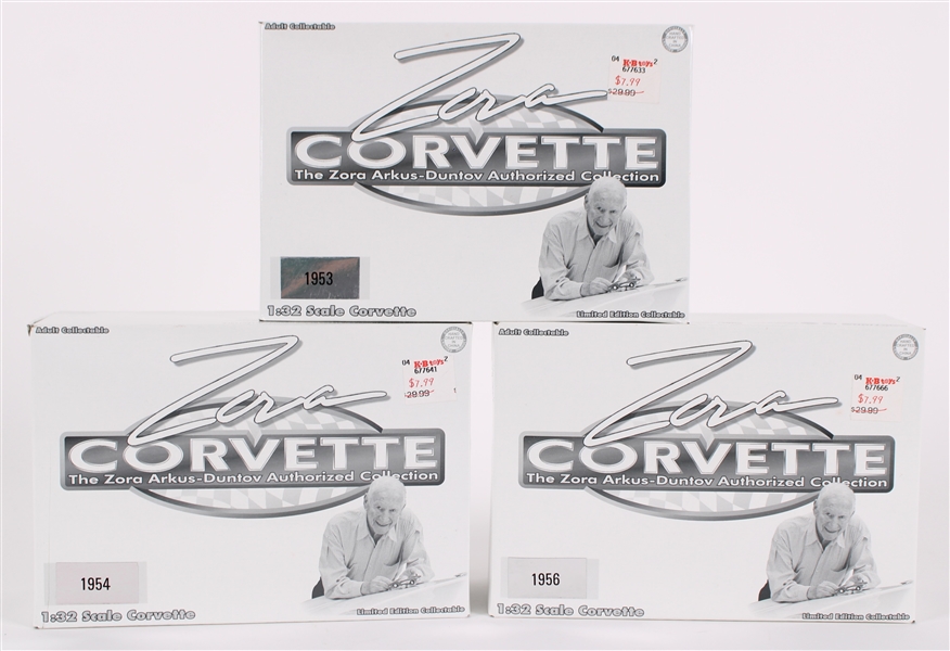 1953-56 Zora Corvette MIB Model Cars - Lot of 3