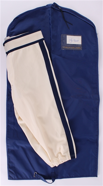 1987 Yogi Berra Houston Astros Game Worn Uniform Pants + Garment Bag w/ Signed Card (MEARS LOA/JSA)