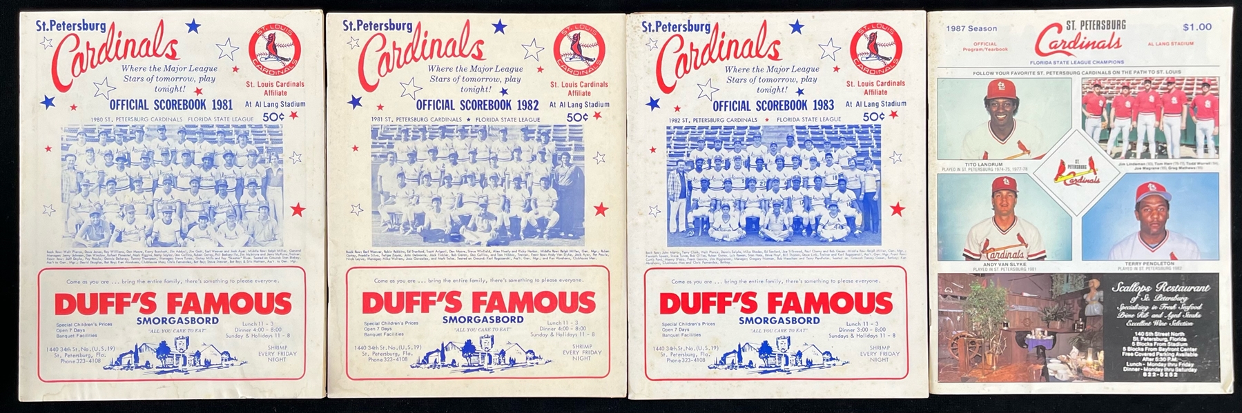 1981-1987 St. Petersburg Cardinals Official Scorebooks (Lot of 4)
