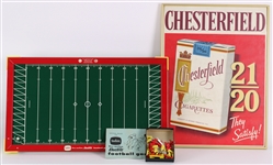 1950's-2000's Baseball Football Americana Memorabilia Collection - Lot of 9 w/ 1982 Brewers, Tudor TruAction Electric Football Game, Framed Chesterfield Advertisement & More