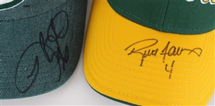 2010's Brett Favre LeRoy Butler Donald Lee Green Bay Packers Signed Caps & Football - Lot of 3 (JSA)