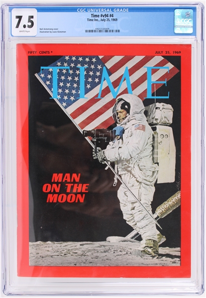 1969 Time #v94 #4 Neil Armstrong Cover (CGC Slabbed 7.5)