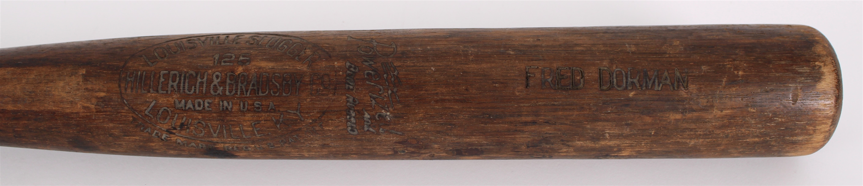 1935 Fred "Duffy" Dorman Hazleton Mountaineers H&B Louisville Slugger Professional Model Sidewritten Game Used Bat (MEARS LOA)