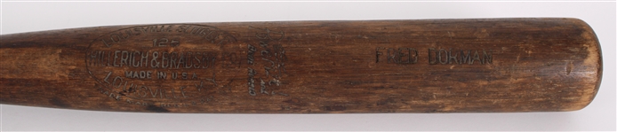 1935 Fred "Duffy" Dorman Hazleton Mountaineers H&B Louisville Slugger Professional Model Sidewritten Game Used Bat (MEARS LOA)