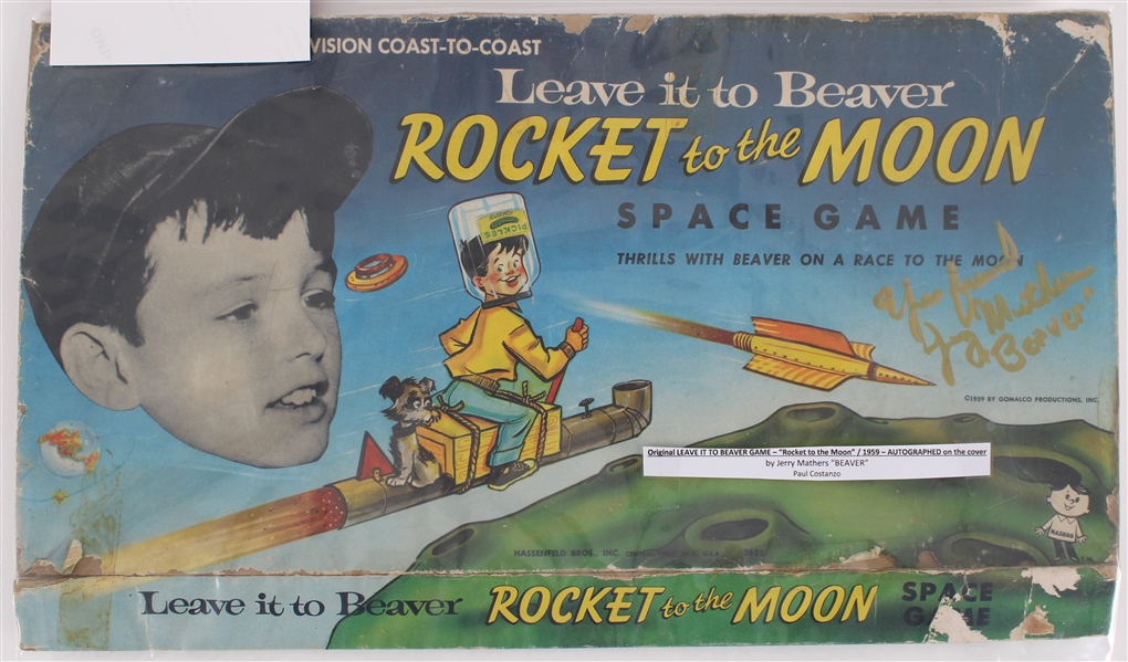 1959 Jerry Mathers Leave It To Beaver Signed Rocket To The Moon Game Box Cover (JSA)