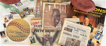 1980's-2000's Baseball Football Basketball Memorabilia Collection - Lot of 50+ w/ Signed Footballs, Signed Basketball, MIB Bobbles & More (JSA)