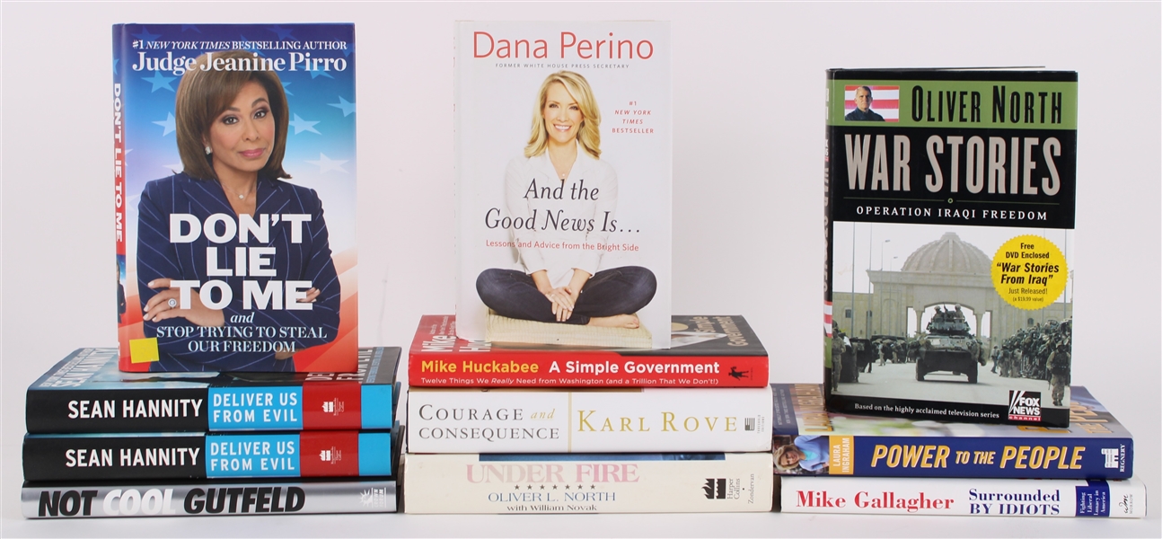 1990s-2000s Fox News Personalities Signed Hardcover Books - Lot of 11 w/ Oliver North, Karl Rove & More (JSA)
