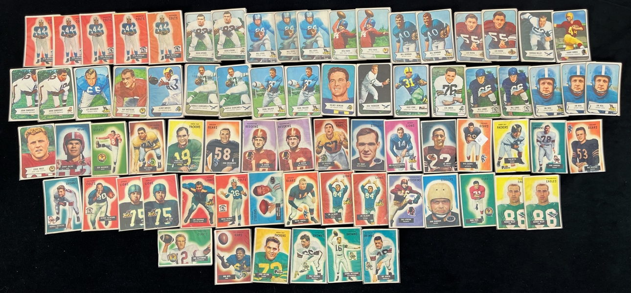 1954-55 Football Trading Cards - Lot of 300+ w/ Bowman & Topps All American