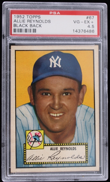 1952 Allie Reynolds New York Yankees Topps #67 Black Back (VG-EX+ 4.5 Slabbed)