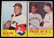 1963 Willie Mays San Francisco Giants #300 and Pride of the N.L. #138 Topps Trading Cards (Lot of 2)