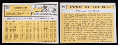 1963 Willie Mays San Francisco Giants #300 and Pride of the N.L. #138 Topps Trading Cards (Lot of 2)