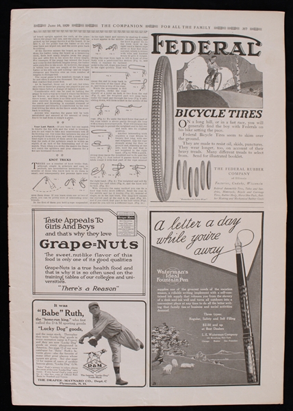 1920 Babe Ruth New York Yankees D&M Advertising page