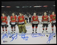 2017 Patrick Kane, Tony Esposito, Bobby Hull & more Chicago Blackhawks Signed 8x10 Photo (Beckett)