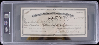 1918 Fred Merkle Chicago Cubs Signed and Endorsed Check (PSA Slabbed)