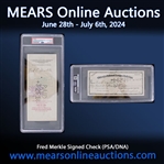 1918 Fred Merkle Chicago Cubs Signed and Endorsed Check (PSA Slabbed)