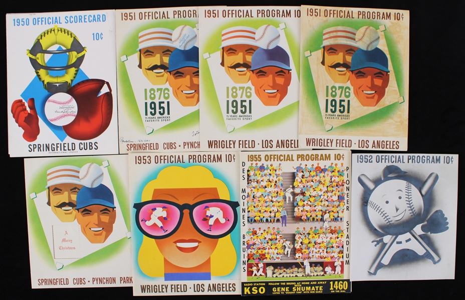 1950s Chicago Cubs and Affilates Unused Scorecards and 1951 Springfield Cubs Signed Christmas Card (Lot of 8)