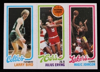 1980 Larry Bird, Julius Erving, Magic Johnson Topps Chewing Gum Card (VG-EX)