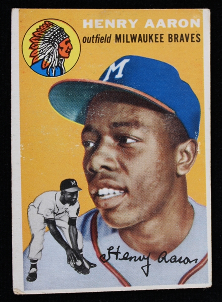 1954 Hank Aaron Milwaukee Braves Topps #128 Trading Card (VG-EX)