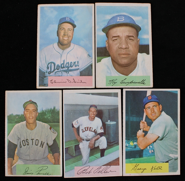 1954 Bob Feller, Duke Snider, Roy Campanella & more Bowman Trading Cards (VG-EX)(Lot of 5)
