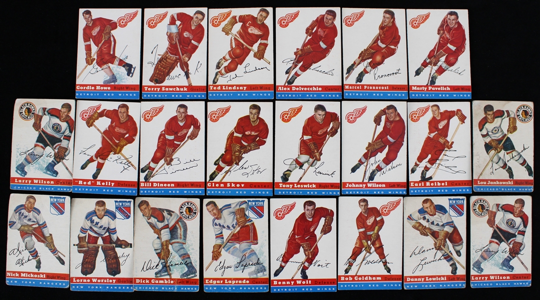 1954 Gordie Howe, Ted Lindsay, Earl Reibel & more Topps Trading Cards (VG-EX)(Lot of 22)