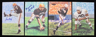 1990-1993 Bill Willis, Dante Lavelli, Lou Groza, Frank Gatski Signed HOF 4x6 Art Series Cards (Lot of 4)(JSA)