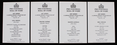 1990-1993 Bill Willis, Dante Lavelli, Lou Groza, Frank Gatski Signed HOF 4x6 Art Series Cards (Lot of 4)(JSA)
