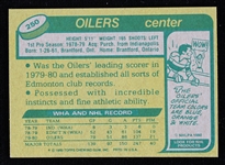 1980 Wayne Gretzky Oilers Topps #250 Trading Cards (EX Near Mint)