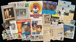 1970s-2000s Hank Aaron Braves / Brewers Memorabilia Collection - Lot of 40 w/ Publications, Signed Cuts & More (JSA)
