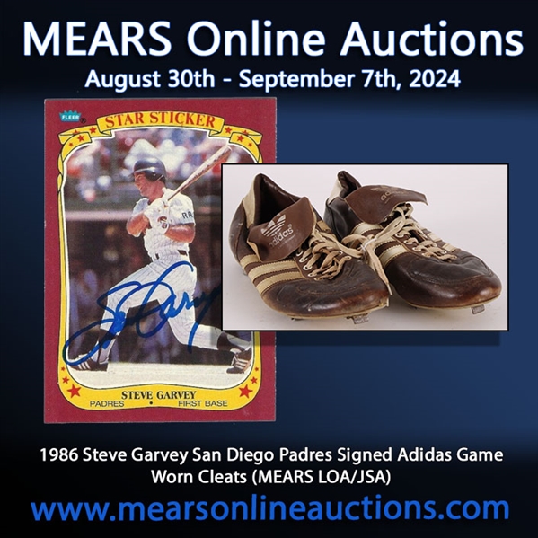 1986 Steve Garvey San Diego Padres Signed Adidas Game Worn Cleats (MEARS LOA/JSA)
