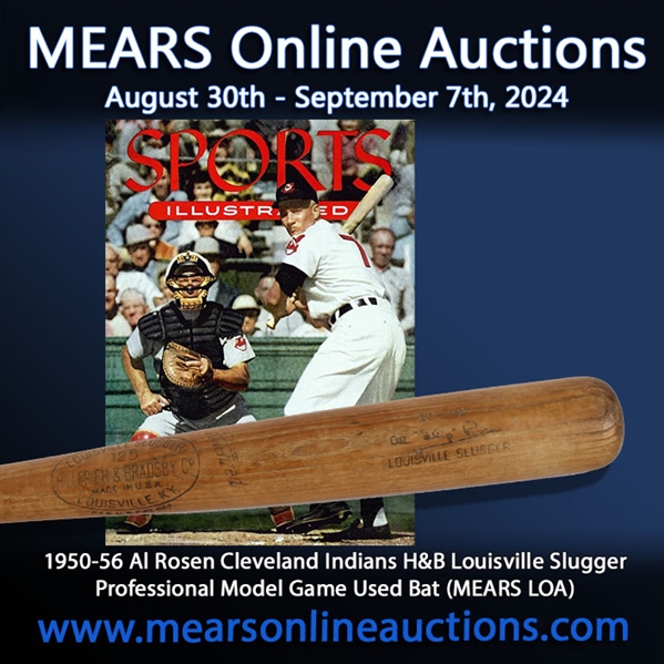 1950-56 Al Rosen Cleveland Indians H&B Louisville Slugger Professional Model Game Used Bat (MEARS LOA)