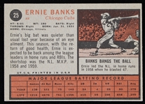 1962 Ernie Banks Chicago Cubs Signed Topps #25 Baseball Trading Card (JSA) 