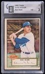 1952 Duke Snider Brooklyn Dodgers Topps #37 Red Back Baseball Trading Card (GA Slabbed VG 3)