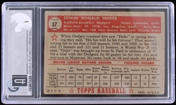 1952 Duke Snider Brooklyn Dodgers Topps #37 Red Back Baseball Trading Card (GA Slabbed VG 3)