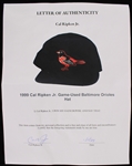 1999 Cal Ripken Jr. Baltimore Orioles Game Worn Cap (MEARS LOA/Ripken Signed Letter/JSA)