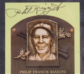 1994 Phil Rizzuto New York Yankees 11 x 26 Framed Hall of Fame Display w/ Signed Yellow HOF Postcard (JSA)