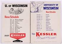 1954-56 University of Wisconsin Badgers Basketball Kessler Whiskey Home Schedule Easelback Displays - Lot of 2