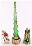 1960s-70s Chianti Pini 32" Glass Bottle w/ Green Bay Packers & Football Decanters
