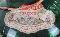 1960s-70s Chianti Pini 32 Glass Bottle w/ Green Bay Packers & Football Decanters