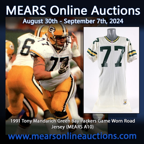 1991 Tony Mandarich Green Bay Packers Game Worn Road Jersey (MEARS A10)