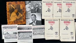 1950's-60's Milwaukee Braves Memorabilia Collection - Lot of 81 w/ Bob Hazle Signed 11 x 14 Mounted Photo, Newspaper Sections, Placemats, Bob Uecker Photo & More (JSA)