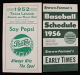 1952-56 Pepsi Cola Texas League & Early Times Baseball Pocket Schedule Booklets - Lot of 2