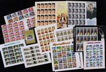 1960's-2000's Americana Baseball Football Basketball Hollywood US Postage Stamp Collection - Lot of 25 Sheets w/ Hundreds of Stamps